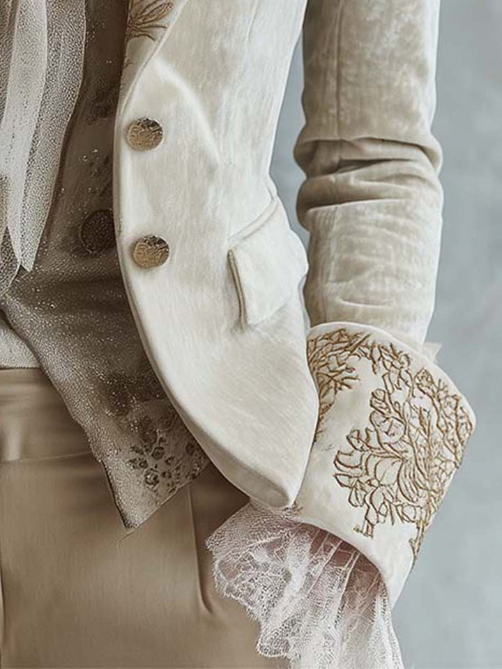 Constanza | Blazer Sastre Bordado Marfil