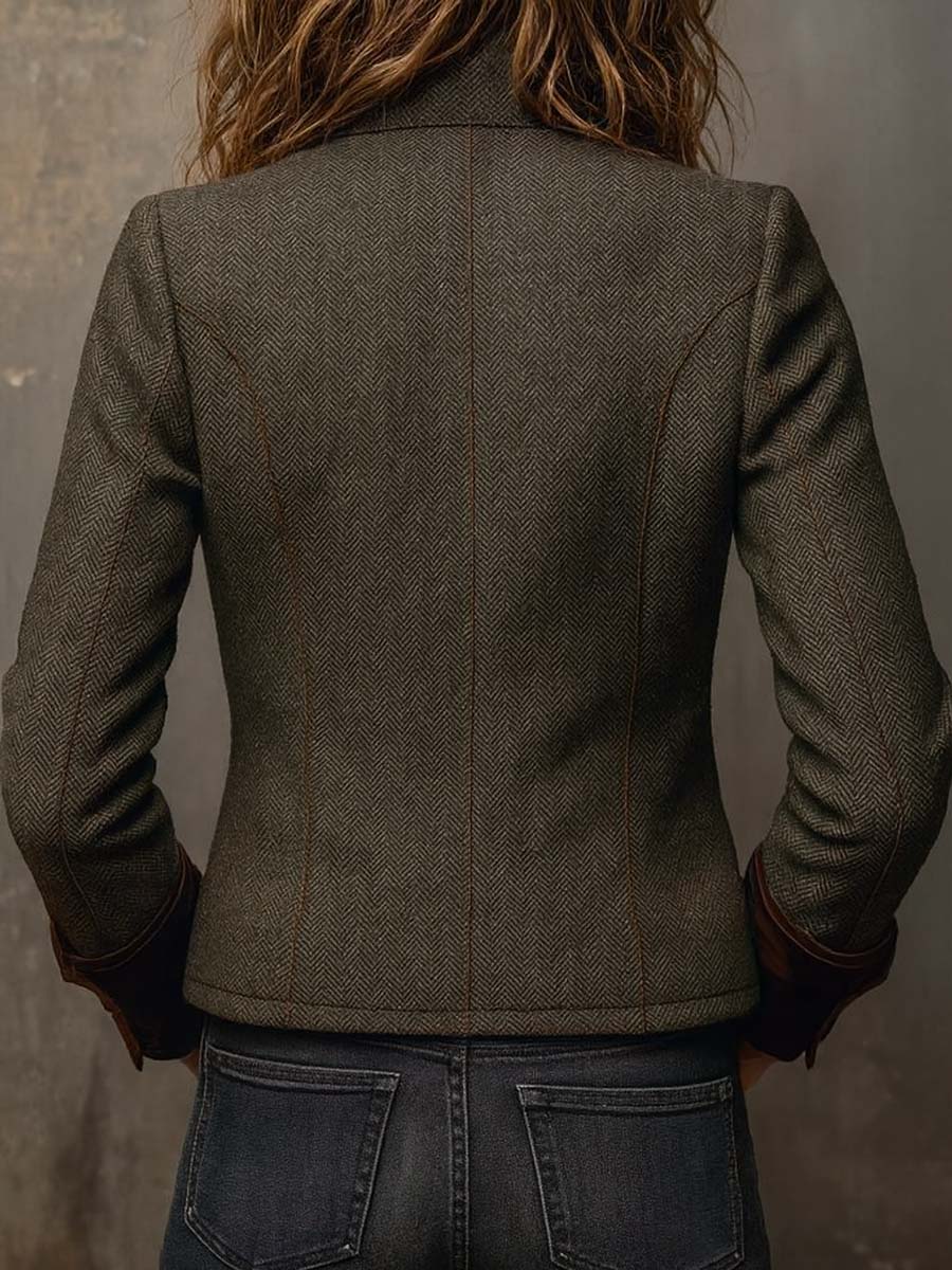 Olivia | Blazer de Espiga con Ribetes en Contraste