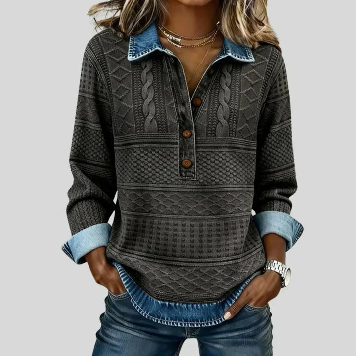 Azucena | Jersey de Punto Trenzado Vintage con Cuello