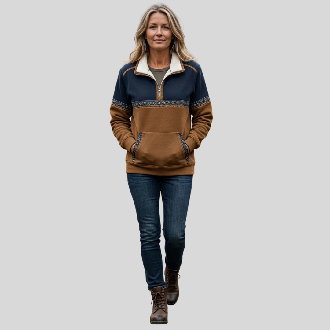 Chari | Sudadera Bicolor con Cuello de Borreguito