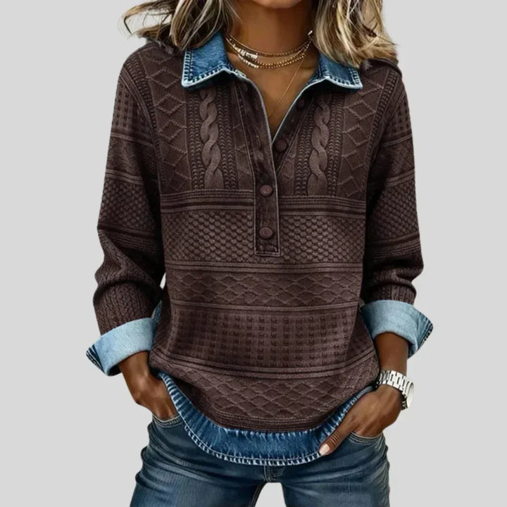 Azucena | Jersey de Punto Trenzado Vintage con Cuello