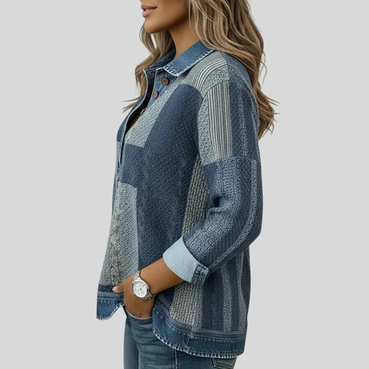 Carmina | Jersey Patchwork con Cuello Vaquero