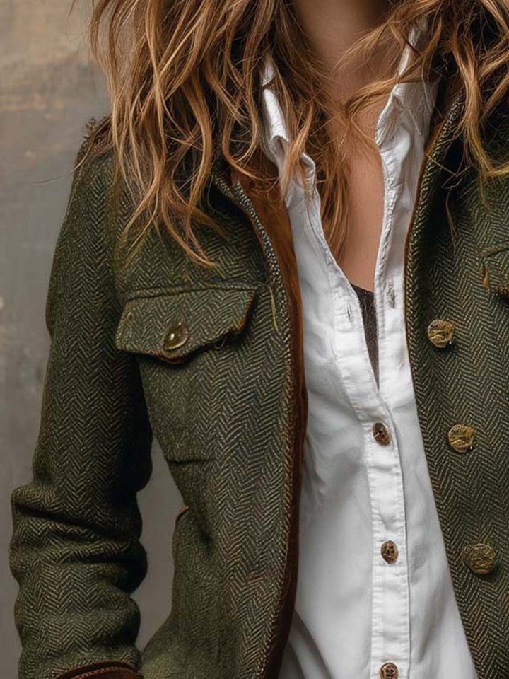 Olivia | Blazer de Espiga con Ribetes en Contraste