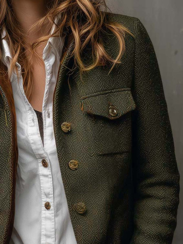 Olivia | Blazer de Espiga con Ribetes en Contraste