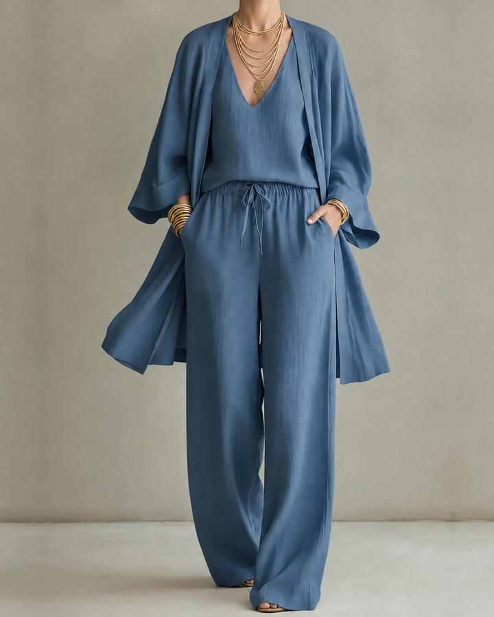 Beatriz | Conjunto de Tres Piezas Efecto Lino