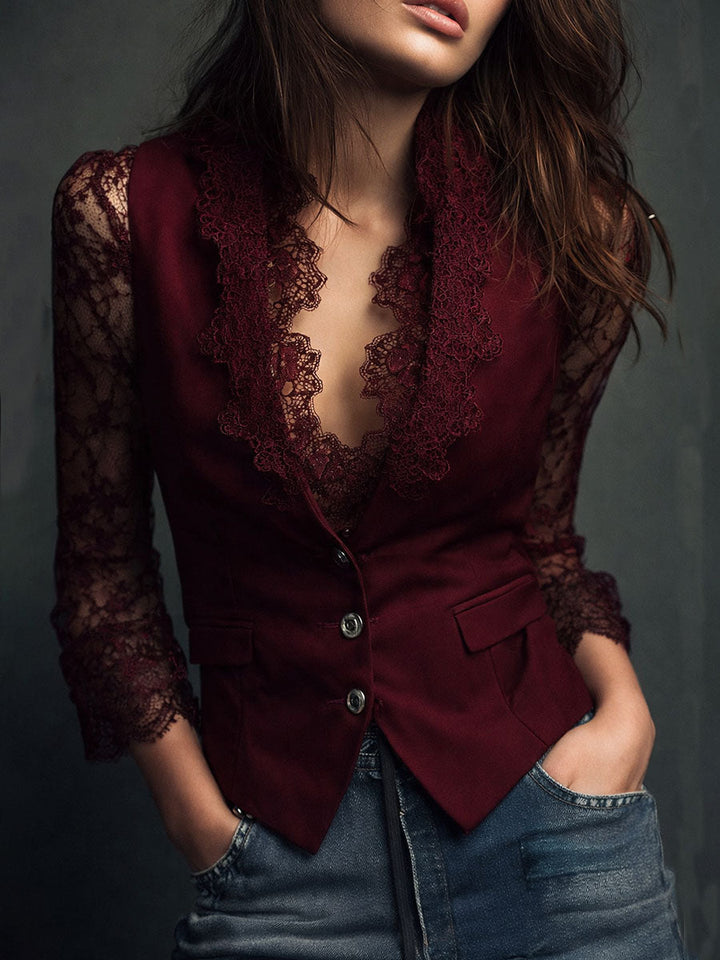 Noelia | Blazer Negro con Mangas Semitransparentes