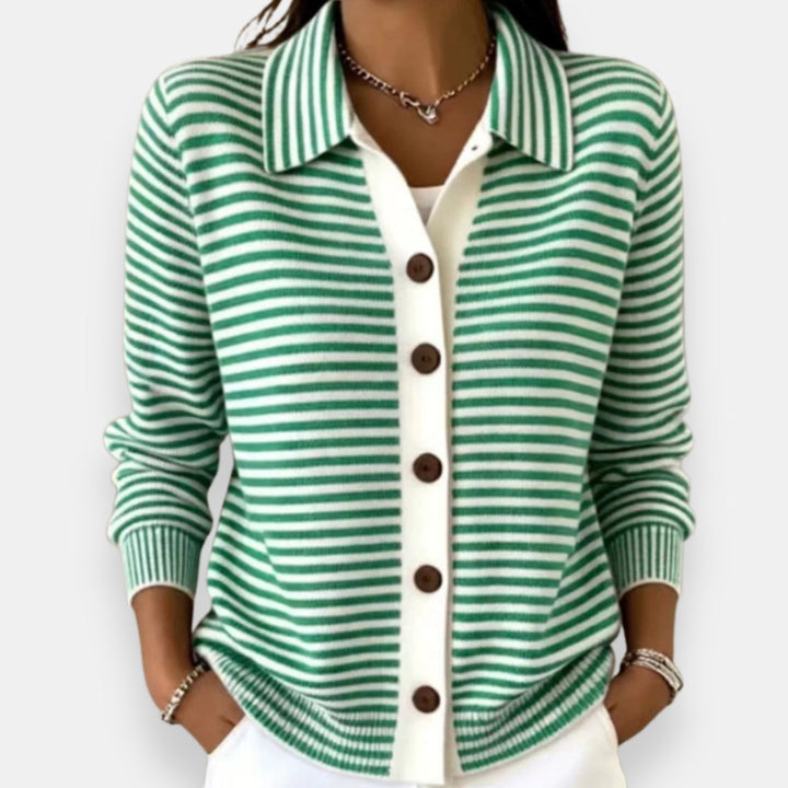 Pilar | Chaqueta de Punto a Rayas con Botonadura