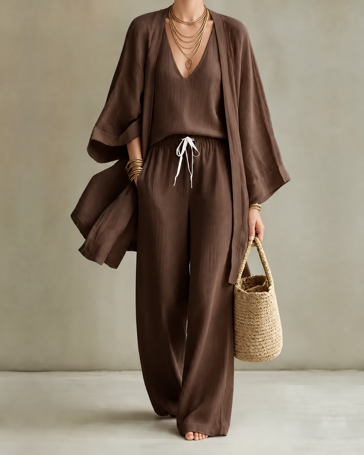 Beatriz | Conjunto de Tres Piezas Efecto Lino