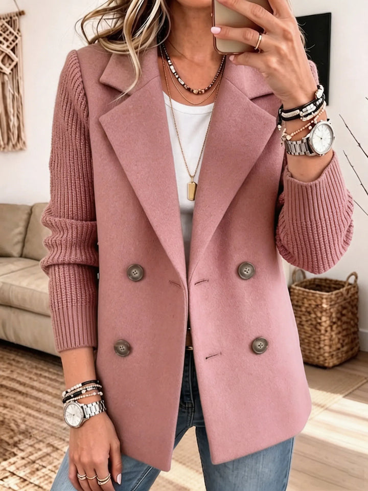 Carmela | Blazer Cruzado con Mangas de Punto Canalé