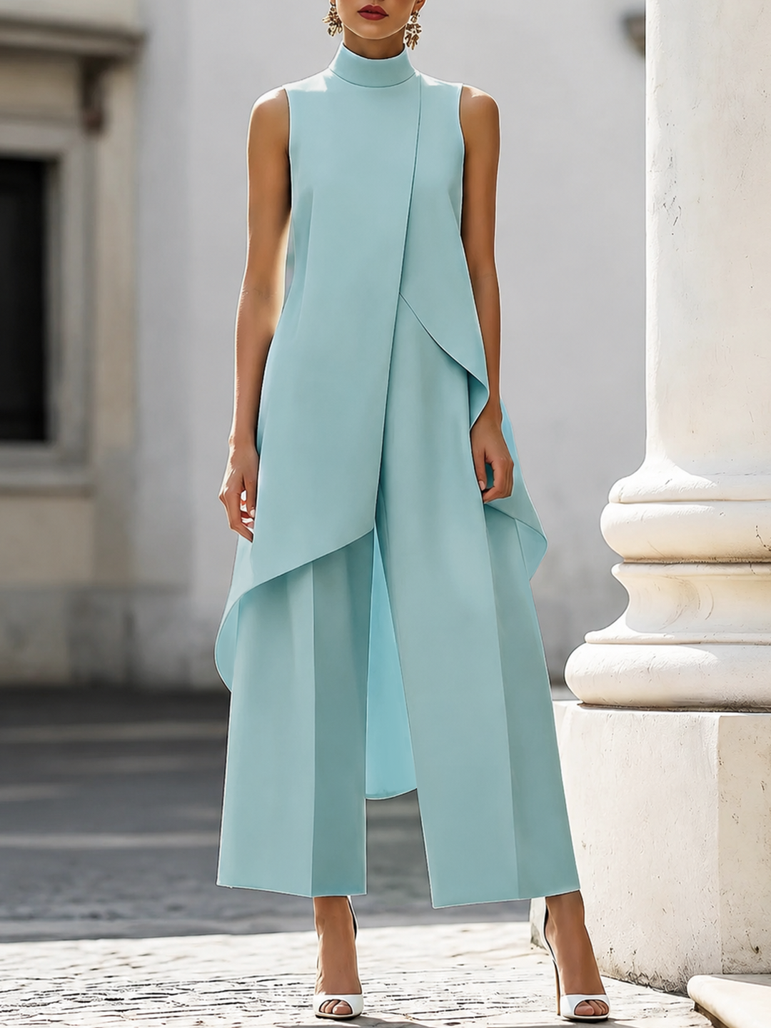 Celia | Mono Largo de Pierna Ancha con Cuello Alto