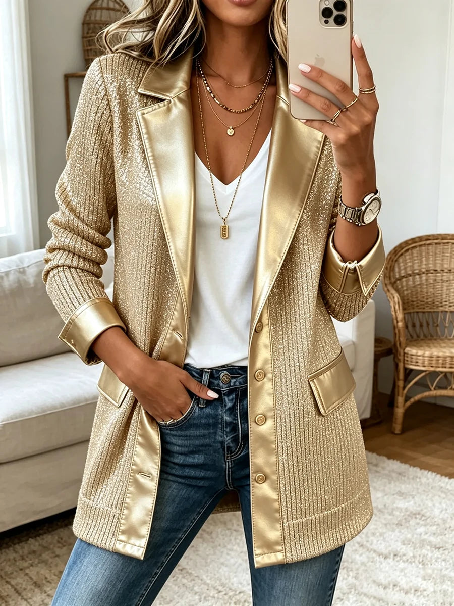 Aurora | Blazer de Punto Dorado