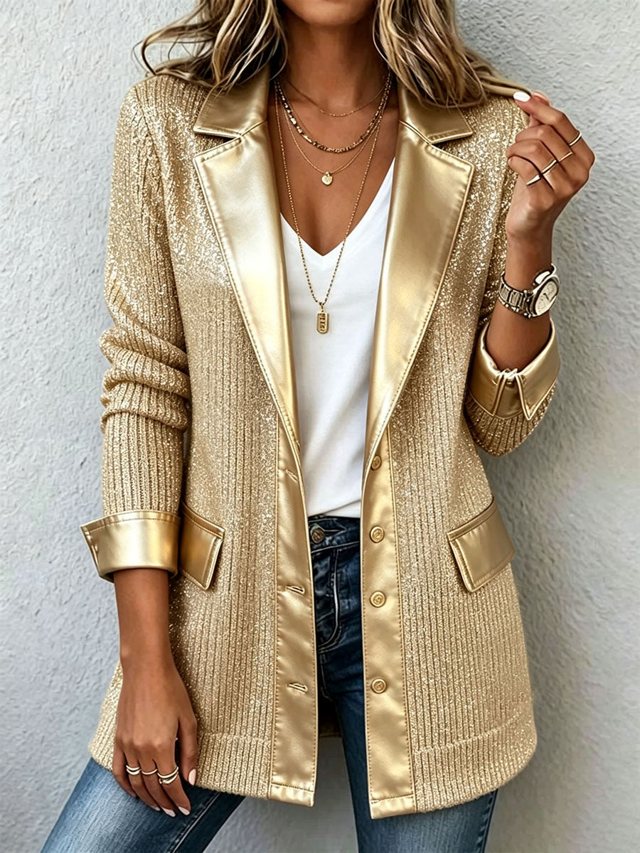 Aurora | Blazer de Punto Dorado